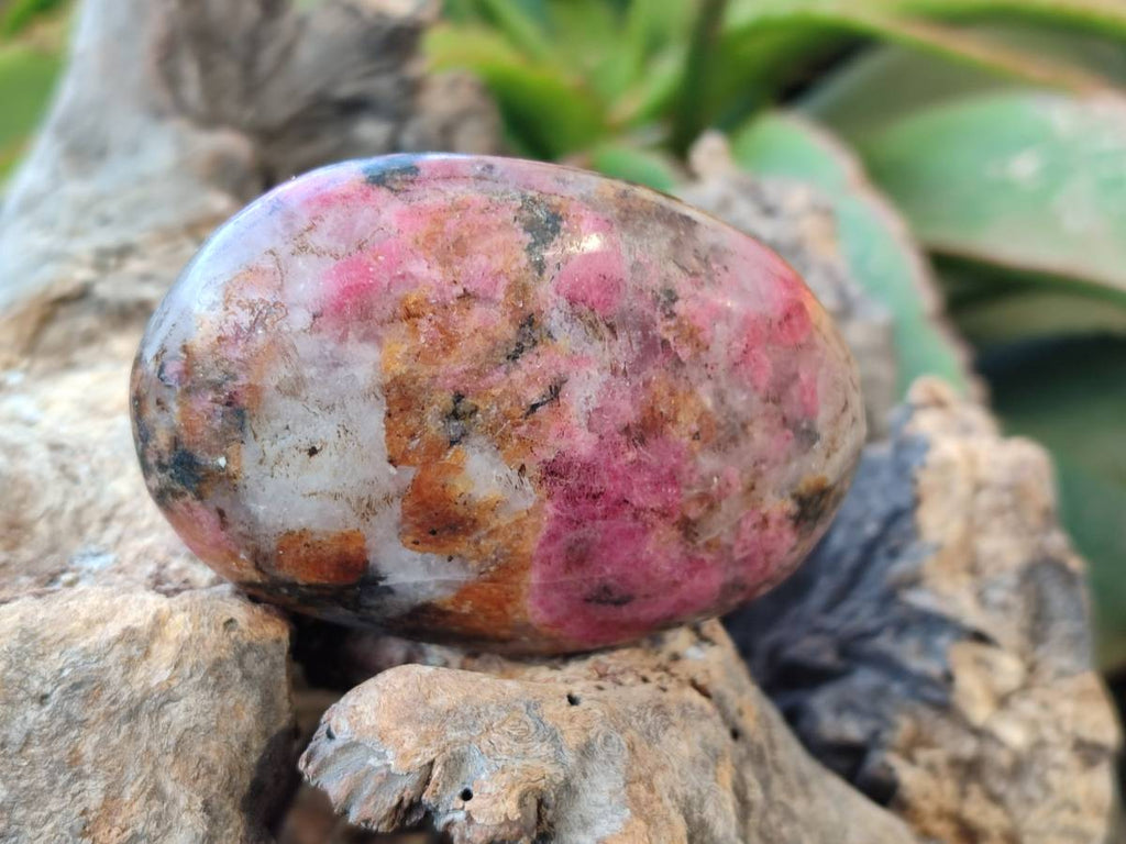 Polished Rhodonite Palm Stones x 6 From Rhusinga, Zimbabwe - Toprock Gemstones and Minerals 