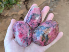 Polished Rhodonite Palm Stones x 6 From Rhusinga, Zimbabwe - Toprock Gemstones and Minerals 
