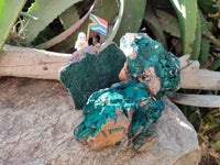Natural Crystalline Malachite Specimens x 3 From Congo