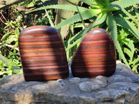 Polished Banded Tiger Iron Standing Free Forms x 4 From South Africa