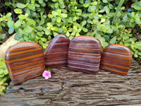 Polished Banded Tiger Iron Standing Free Forms x 4 From South Africa