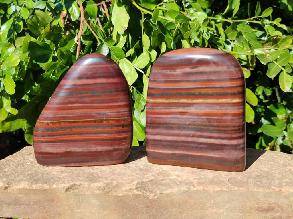 Polished Banded Tiger Iron Standing Free Forms x 4 From South Africa - Toprock Gemstones and Minerals 