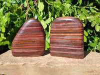Polished Banded Tiger Iron Standing Free Forms x 4 From South Africa