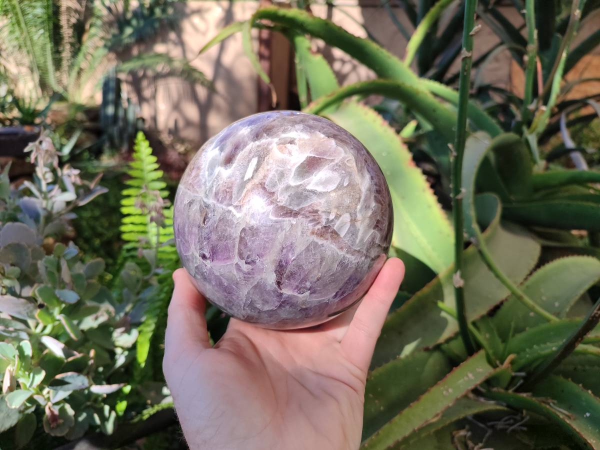 Polished Smokey Chevron Amethyst Sphere x 1 from Ankazobe, Madagascar - Toprock Gemstones and Minerals 
