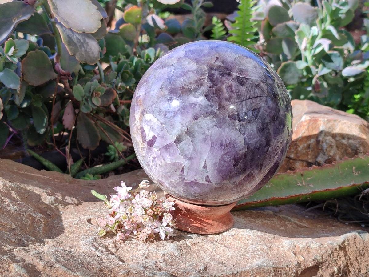 Polished Smokey Chevron Amethyst Sphere x 1 from Ankazobe, Madagascar - Toprock Gemstones and Minerals 
