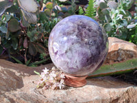 Polished Smokey Chevron Amethyst Sphere x 1 from Ankazobe, Madagascar
