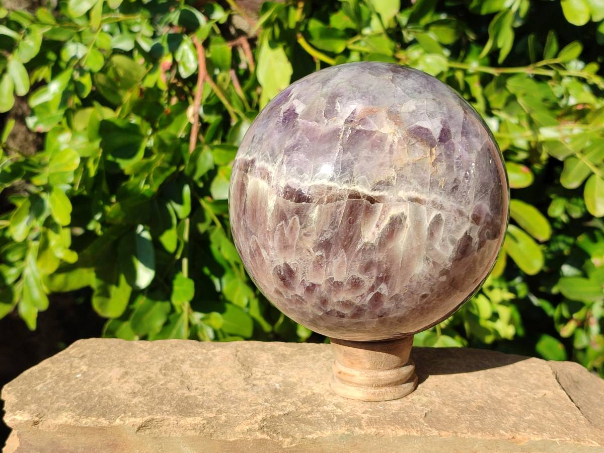 Polished Smokey Chevron Amethyst Sphere x 1 from Ankazobe, Madagascar - Toprock Gemstones and Minerals 