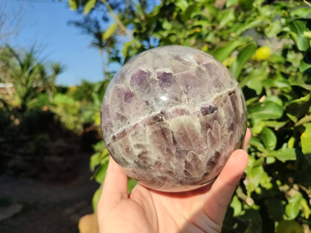 Polished Smokey Chevron Amethyst Sphere x 1 from Ankazobe, Madagascar - Toprock Gemstones and Minerals 