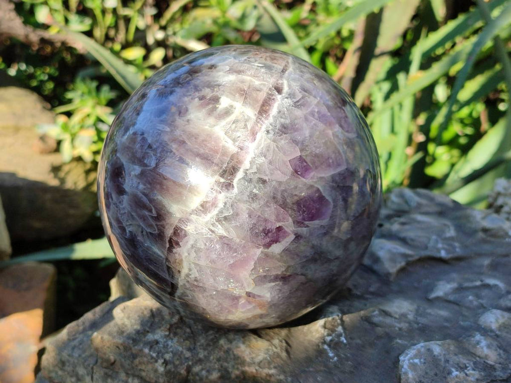 Polished Smokey Chevron Amethyst Sphere x 1 from Ankazobe, Madagascar - Toprock Gemstones and Minerals 