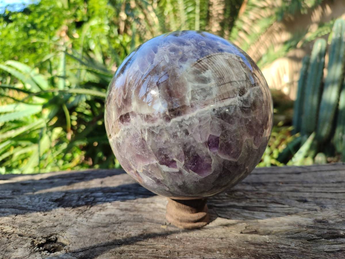 Polished Smokey Chevron Amethyst Sphere x 1 from Ankazobe, Madagascar - Toprock Gemstones and Minerals 