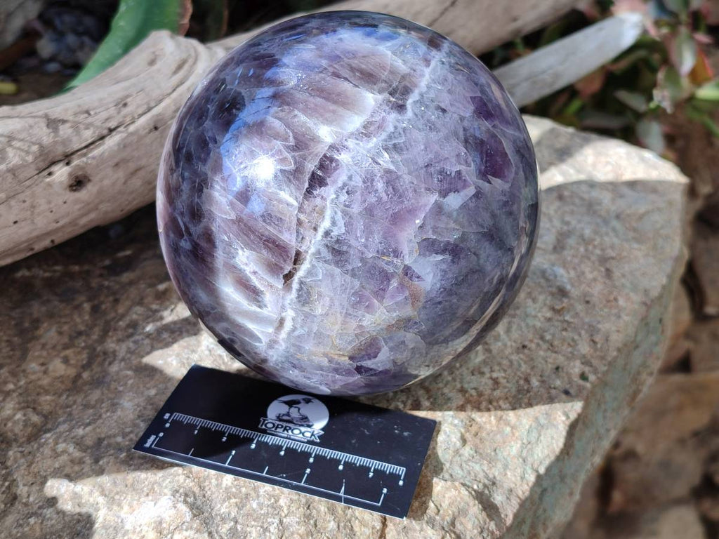 Polished Smokey Chevron Amethyst Sphere x 1 from Ankazobe, Madagascar - Toprock Gemstones and Minerals 