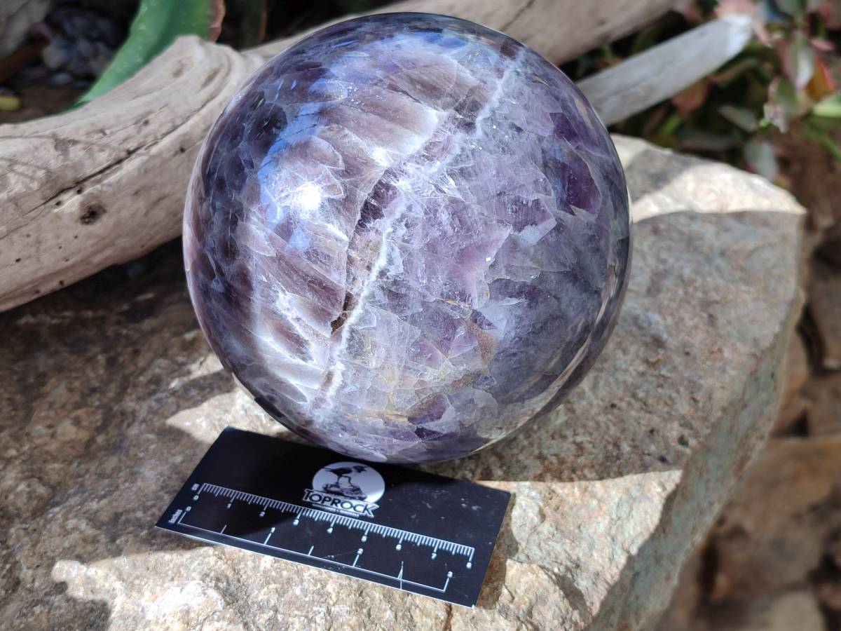 Polished Smokey Chevron Amethyst Sphere x 1 from Ankazobe, Madagascar - Toprock Gemstones and Minerals 