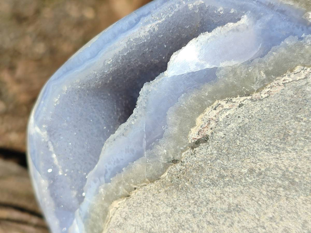 Polished Blue Lace Agate Standing Free Form x 1 From Malawi - Toprock Gemstones and Minerals 