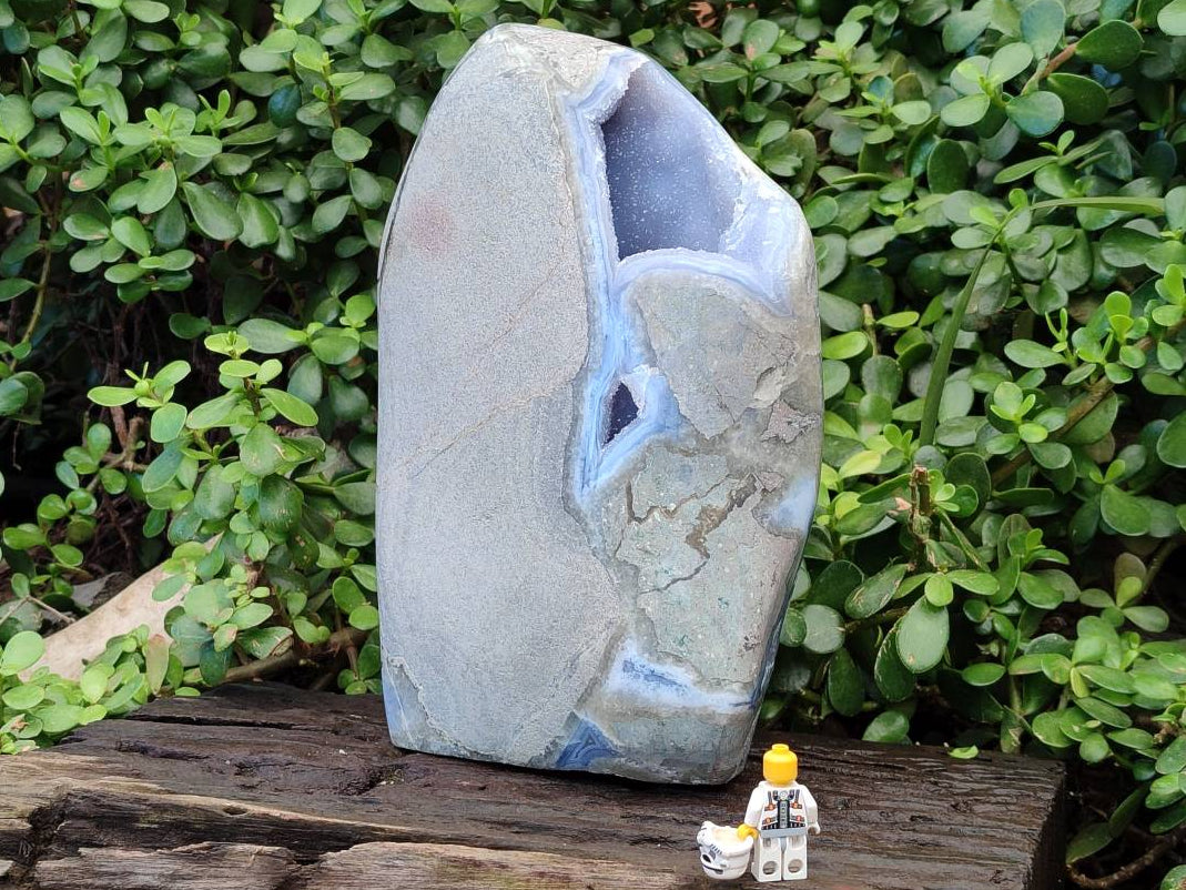 Polished Blue Lace Agate Standing Free Form x 1 From Malawi - Toprock Gemstones and Minerals 