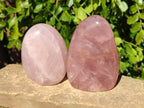 Polished Rose Quartz Standing Free Forms x 2 Madagascar - Toprock Gemstones and Minerals 