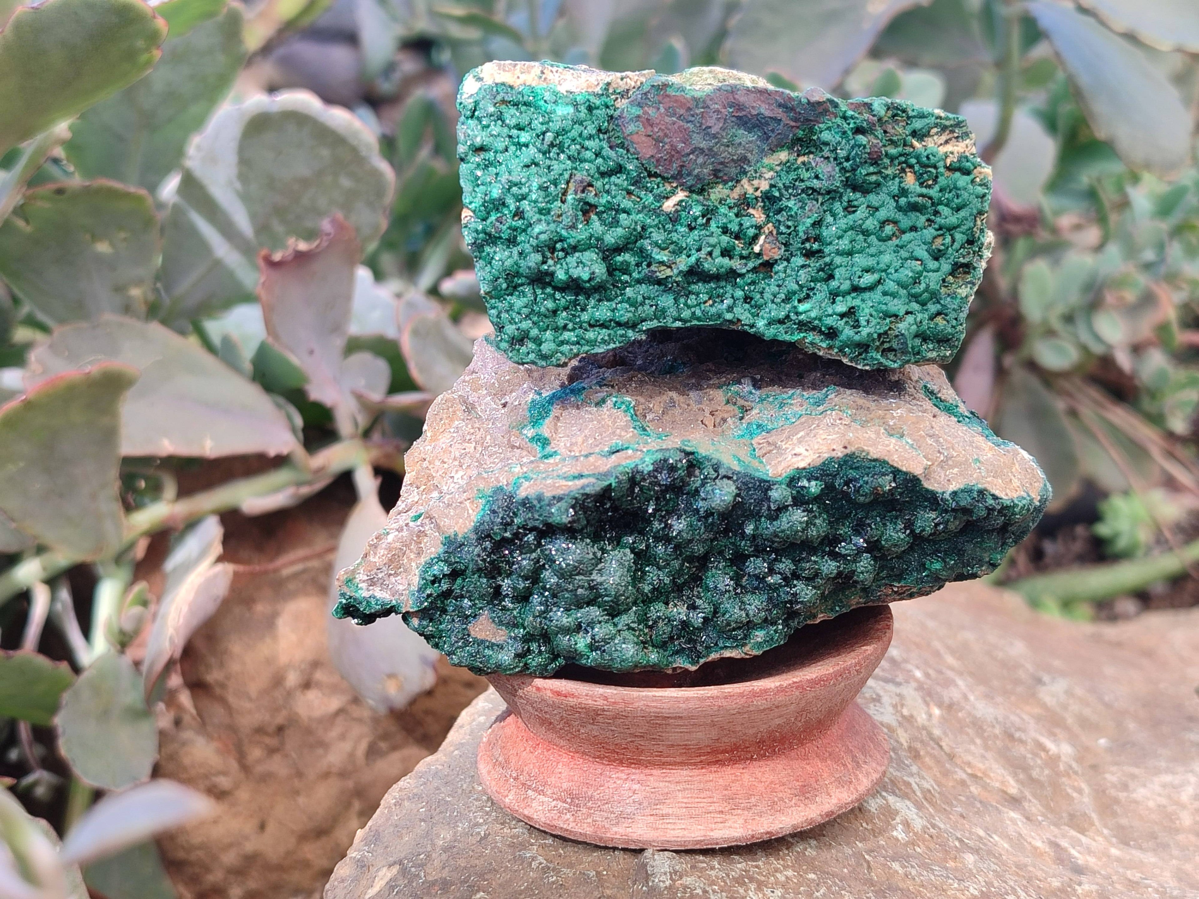 Natural Crystalline Malachite Specimens x 6 From Congo - Toprock Gemstones and Minerals 