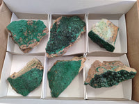Natural Crystalline Malachite Specimens x 6 From Congo