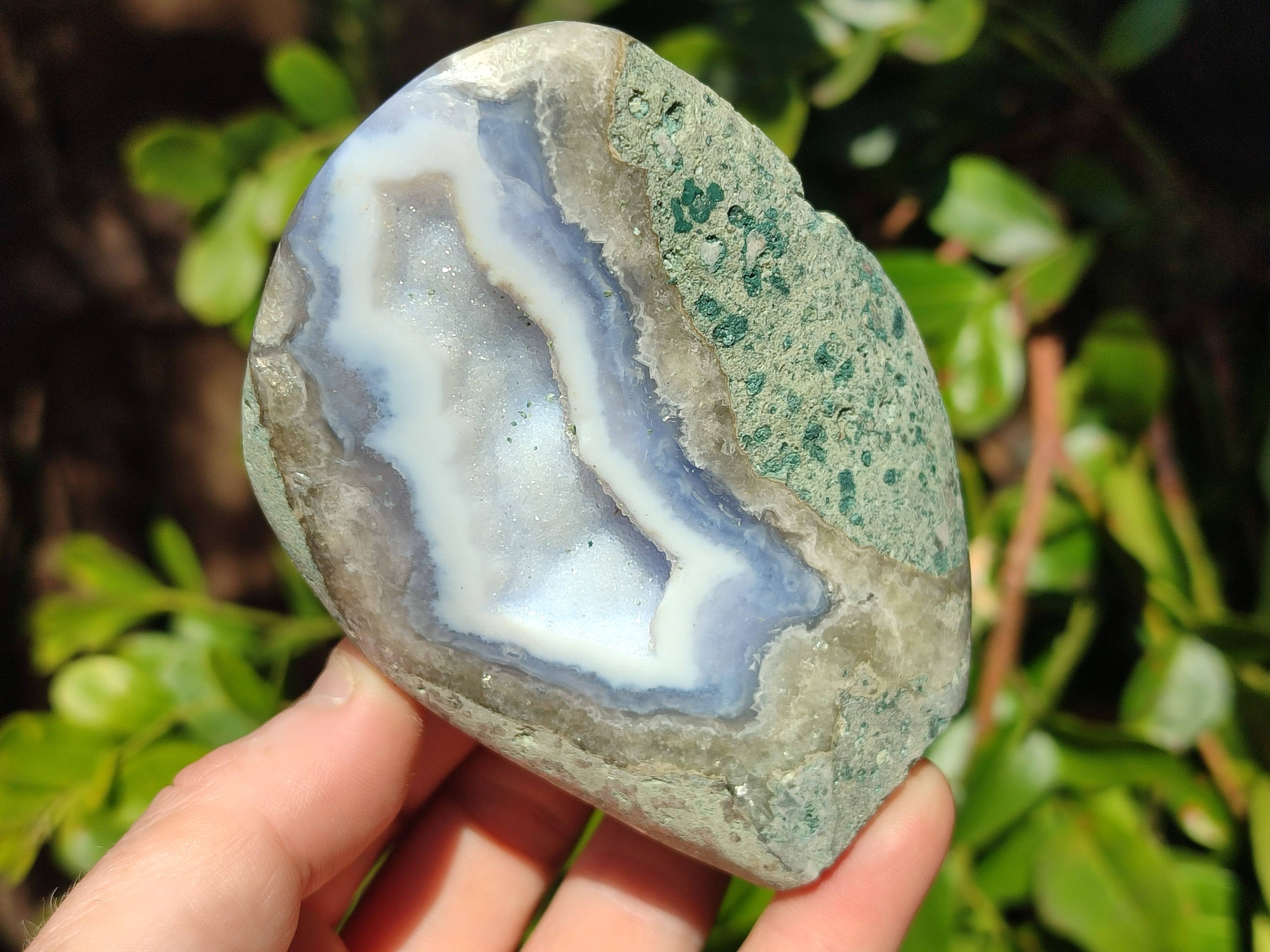 Polished Blue Lace Agate Stranding Free Forms x 3 From Malawi - Toprock Gemstones and Minerals 