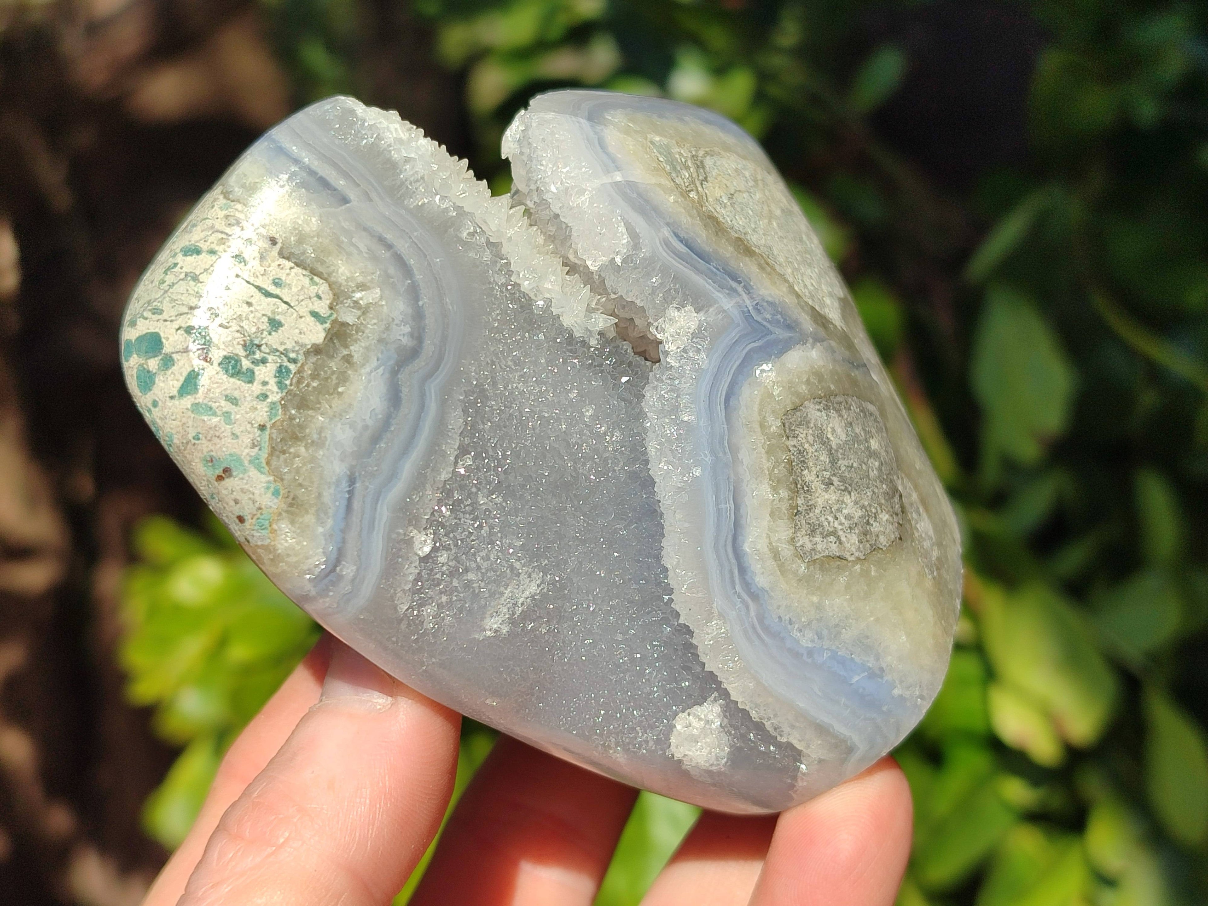 Polished Blue Lace Agate Stranding Free Forms x 3 From Malawi - Toprock Gemstones and Minerals 