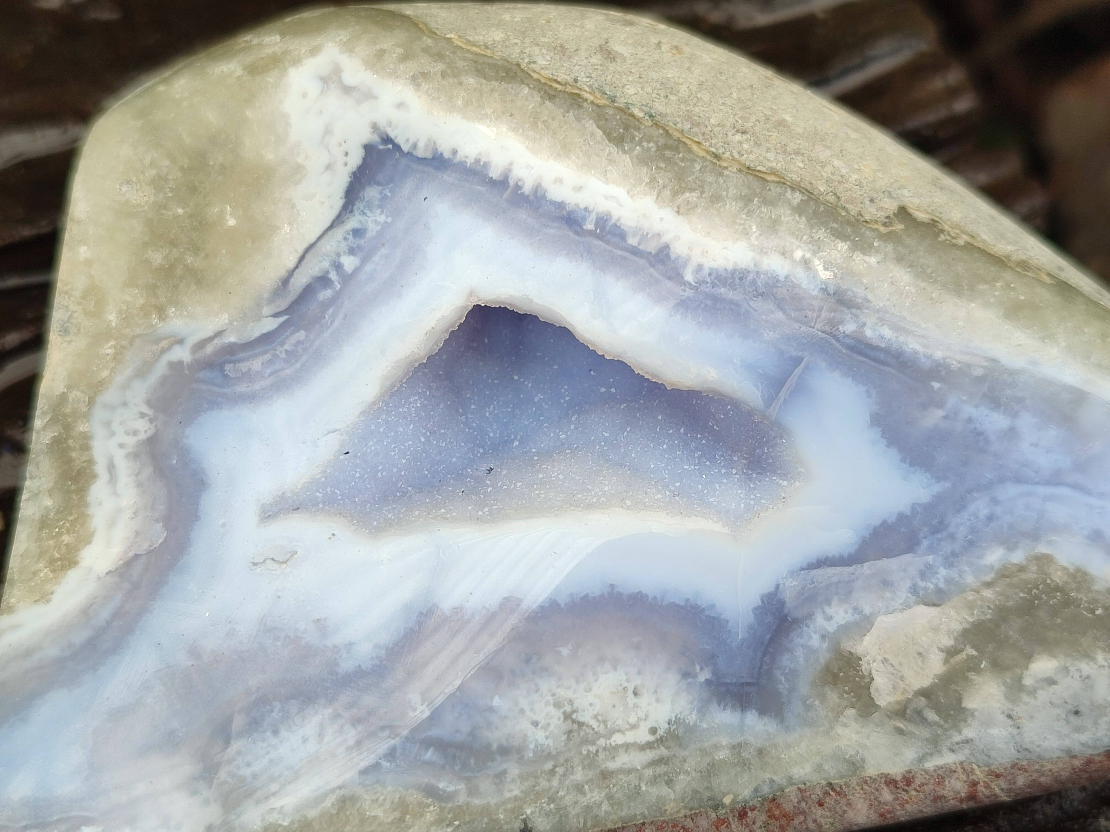 Polished Blue Lace Agate Stranding Free Forms x 3 From Malawi - Toprock Gemstones and Minerals 