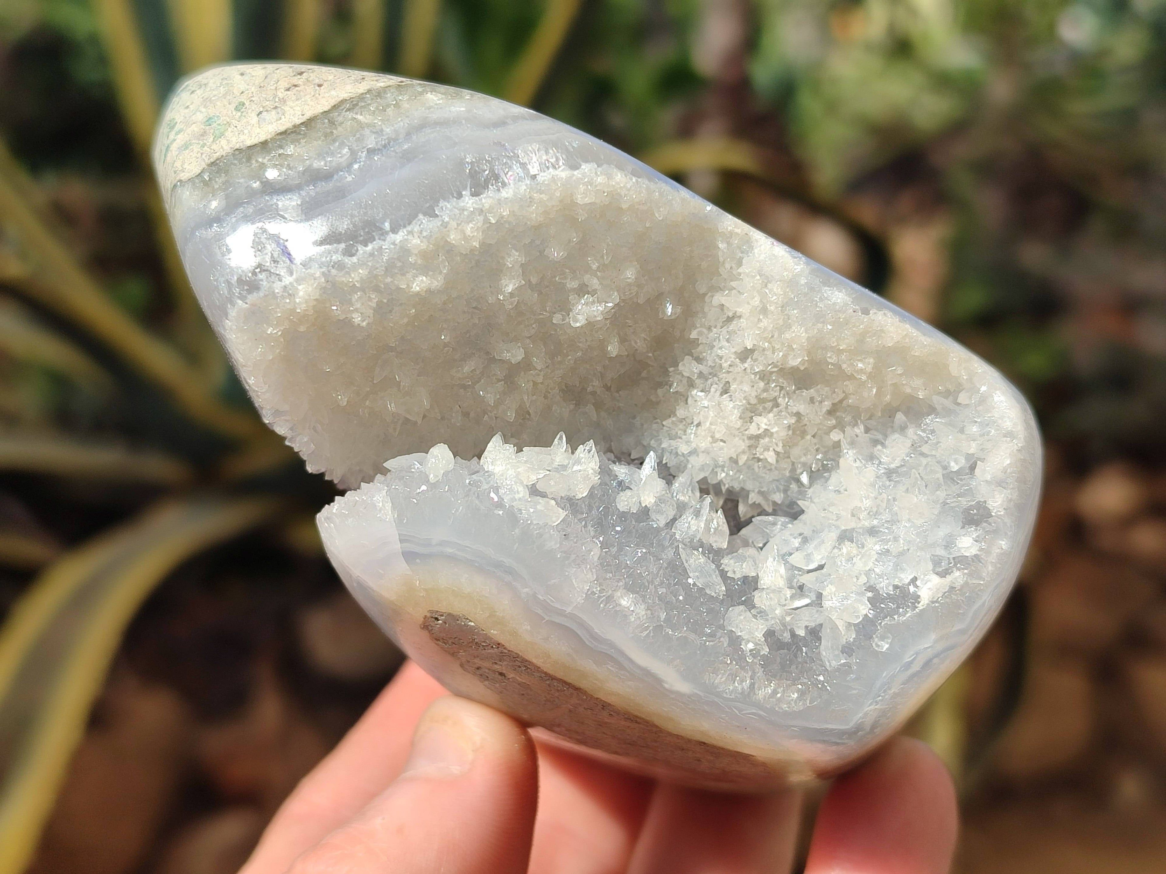 Polished Blue Lace Agate Stranding Free Forms x 3 From Malawi - Toprock Gemstones and Minerals 