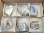 Polished Blue Lace Agate Standing Free Forms x 6 From Malawi - Toprock Gemstones and Minerals 