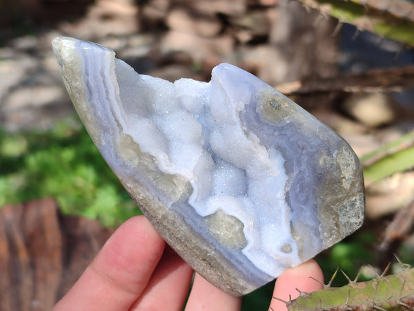 Polished Blue Lace Agate Standing Free Forms x 6 From Malawi