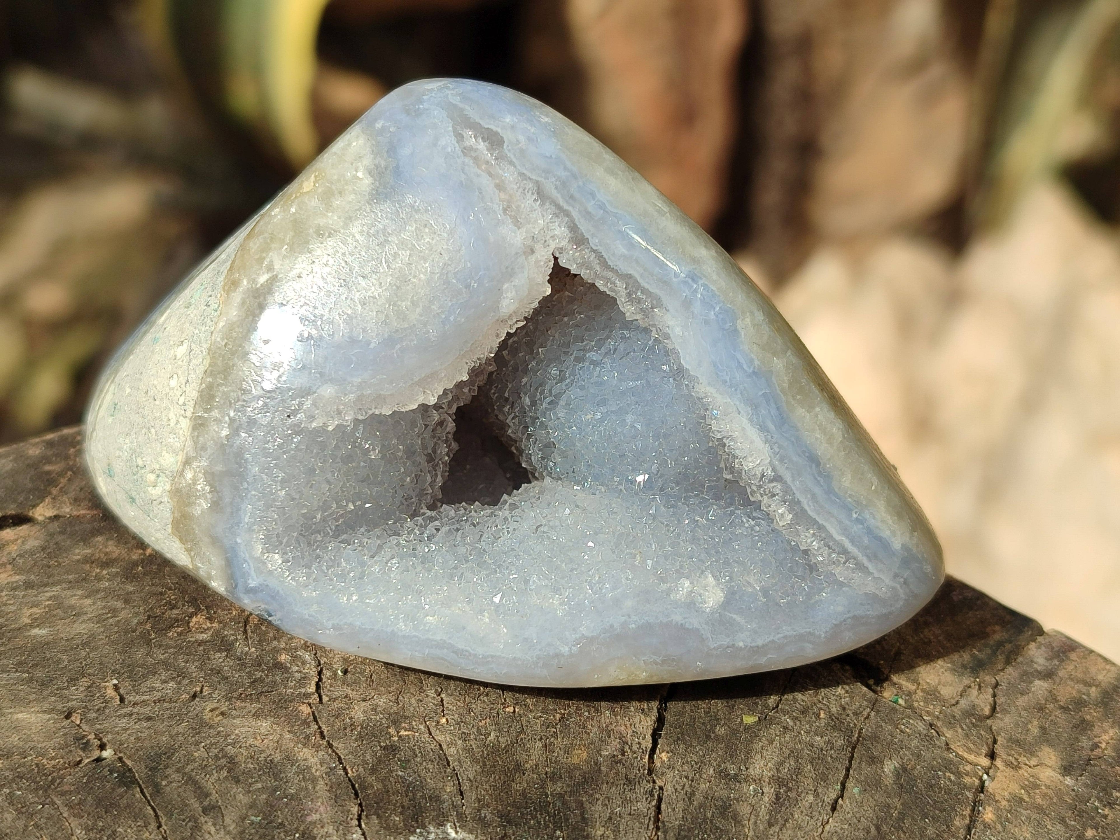 Polished Blue Lace Agate Standing Free Forms x 6 From Malawi - Toprock Gemstones and Minerals 