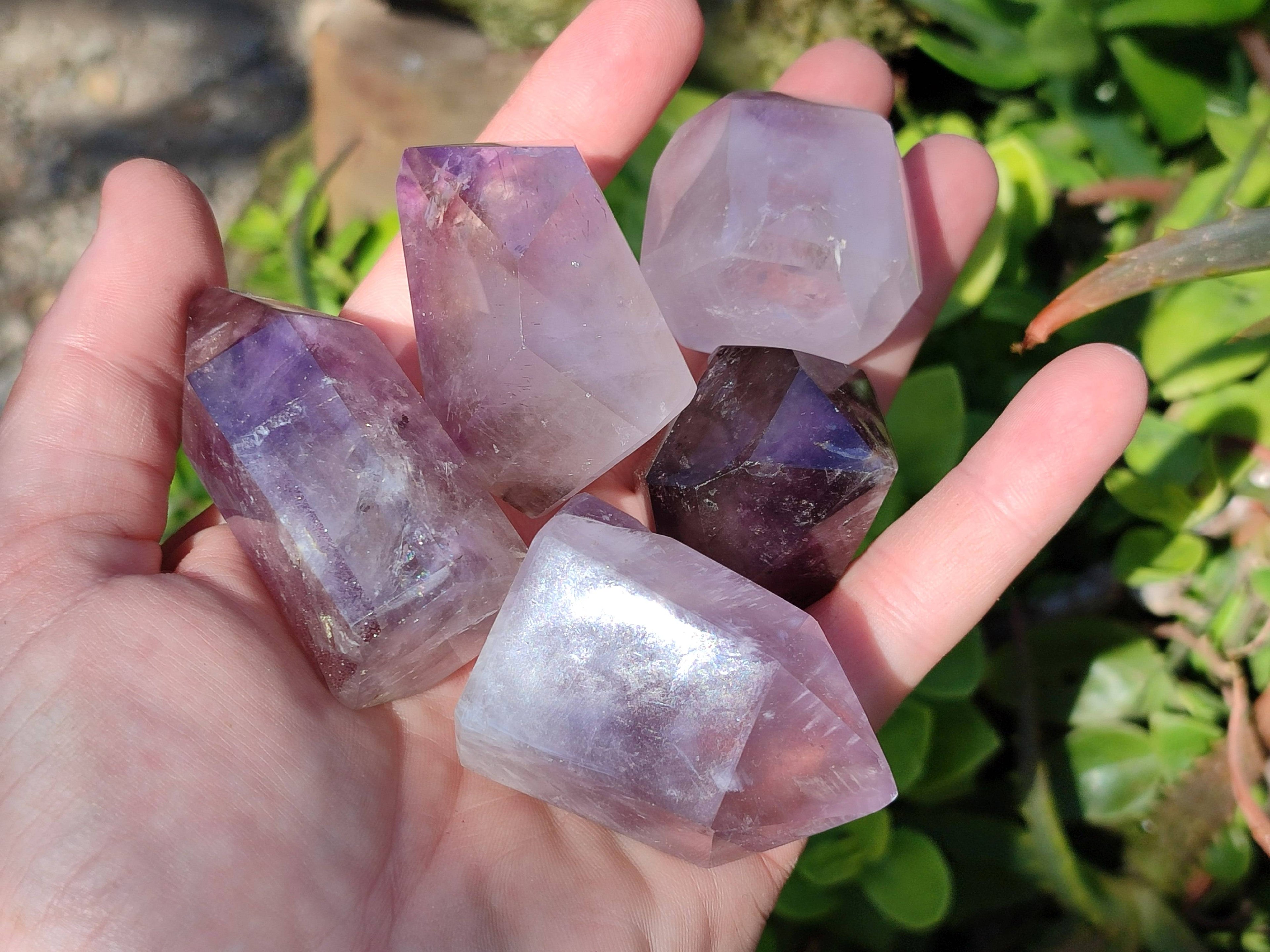 Polished Window Amethyst Crystals x 12 From Madagascar - Toprock Gemstones and Minerals 