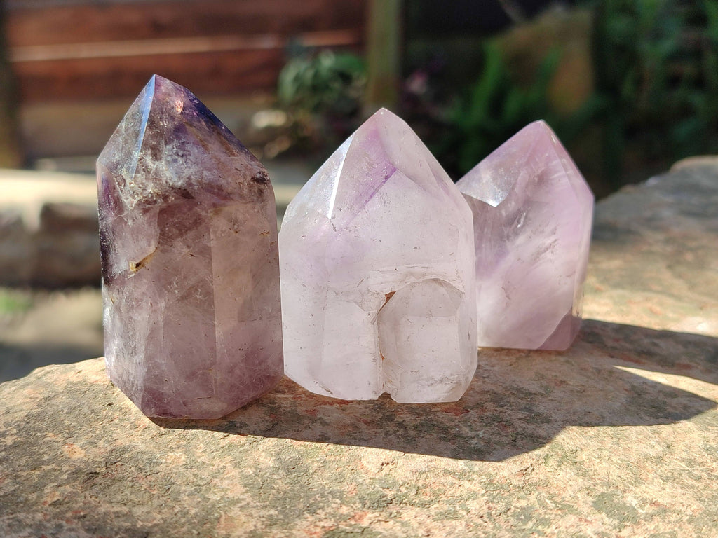 Polished Window Amethyst Crystals x 12 From Madagascar - Toprock Gemstones and Minerals 
