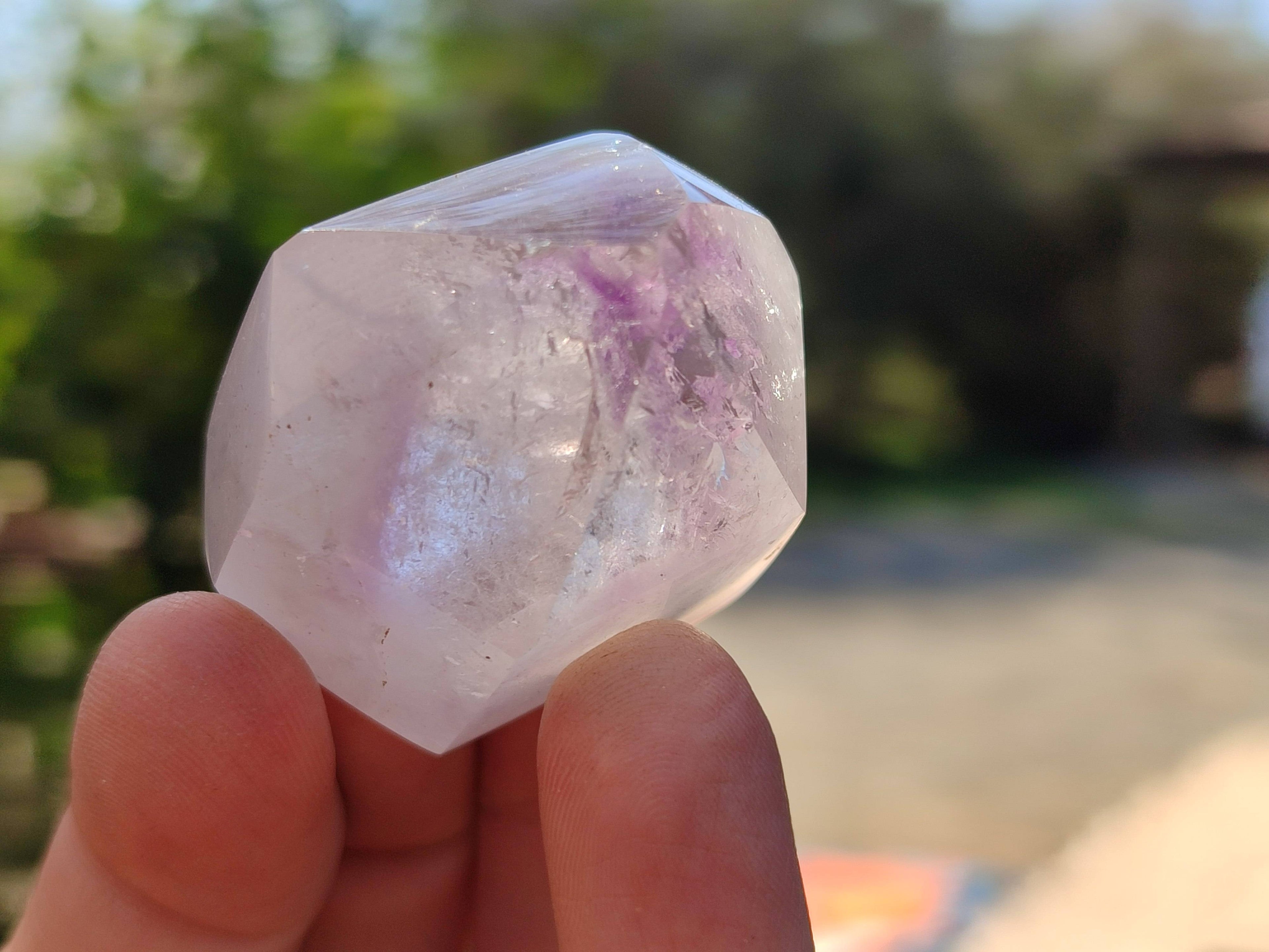 Polished Window Amethyst Crystals x 12 From Madagascar - Toprock Gemstones and Minerals 