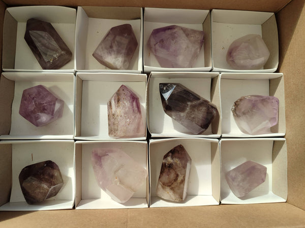 Polished Window Amethyst Crystals x 12 From Madagascar
