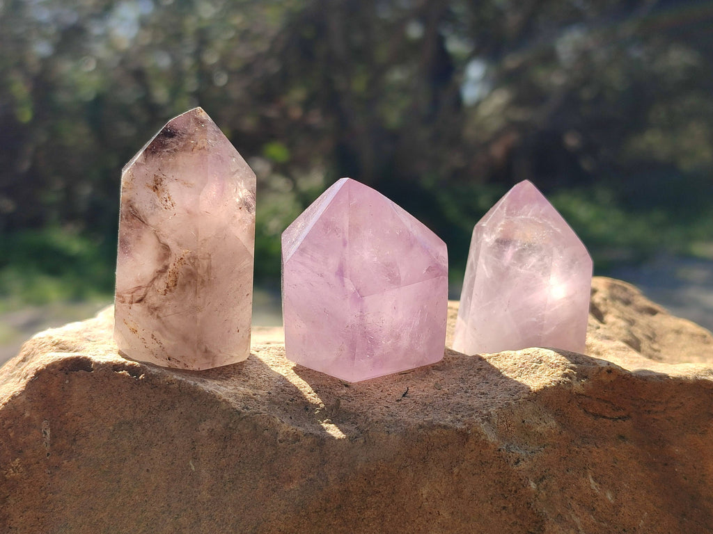 Polished Window Amethyst Crystals x 12 From Madagascar - Toprock Gemstones and Minerals 