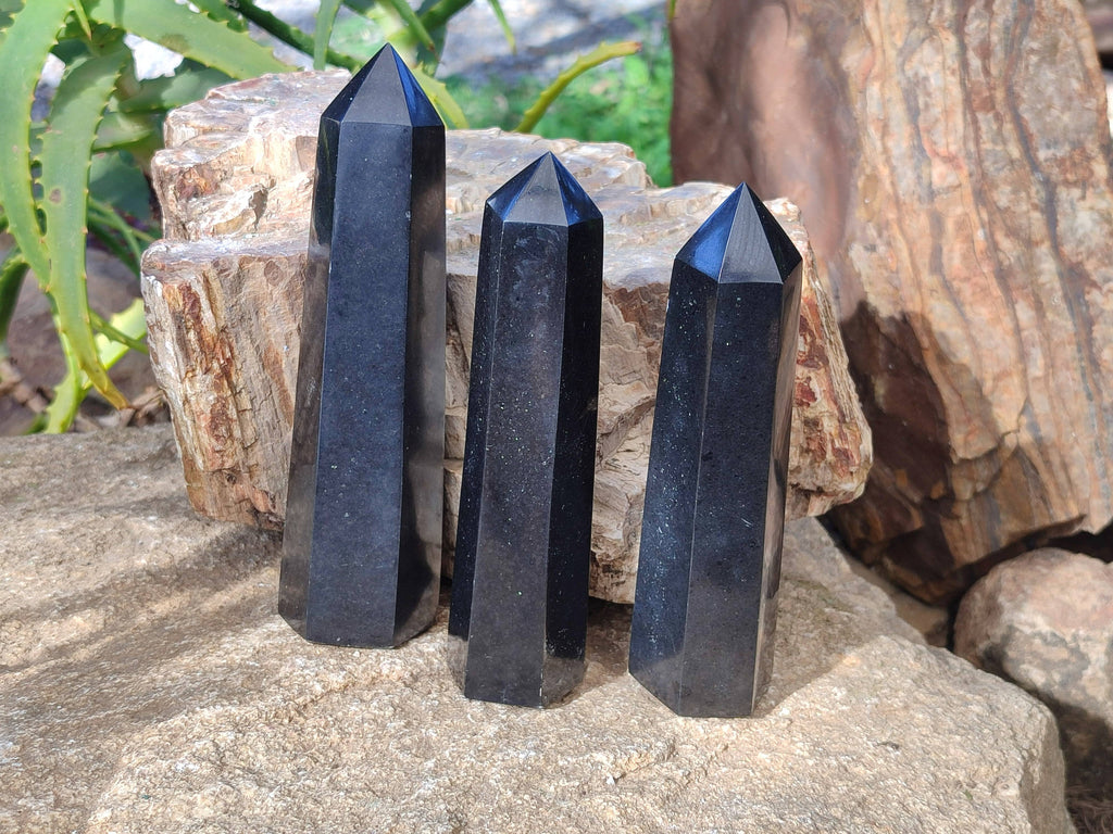 Polished Black Basalt Points x 5 From Madagascar - Toprock Gemstones and Minerals 