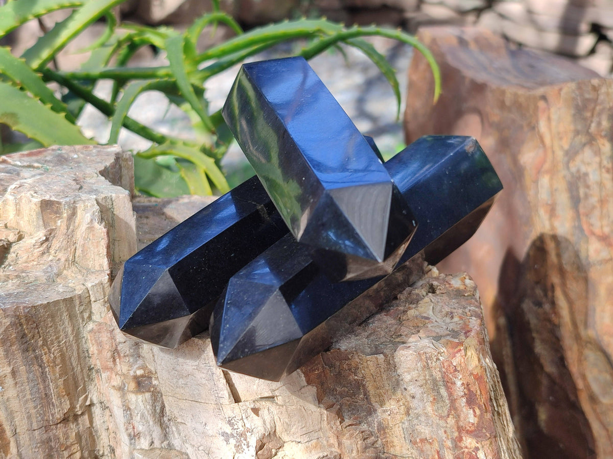 Polished Black Basalt Points x 5 From Madagascar - Toprock Gemstones and Minerals 