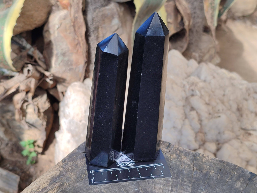 Polished Black Basalt Points x 5 From Madagascar - Toprock Gemstones and Minerals 