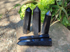 Polished Black Basalt Points x 5 From Madagascar - Toprock Gemstones and Minerals 