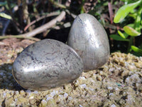 Polished Rare Pharaoh Stone Pyrite in Basalt Palm Stones x 5 Iron Duke Mine, Zimbabwe