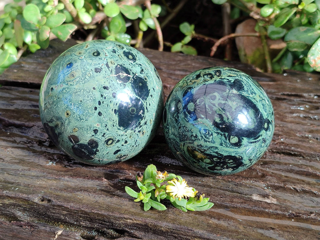 Polished Fossilized Stromatolite Jasper Spheres x 4 From Katsepy, Madagascar - Toprock Gemstones and Minerals 