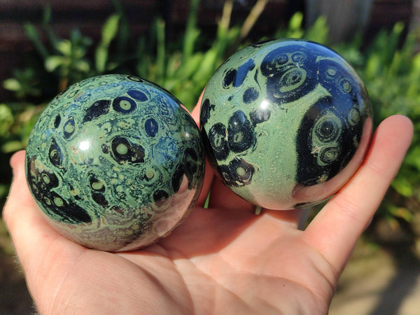 Polished Fossilized Stromatolite Jasper Spheres x 4 From Katsepy, Madagascar