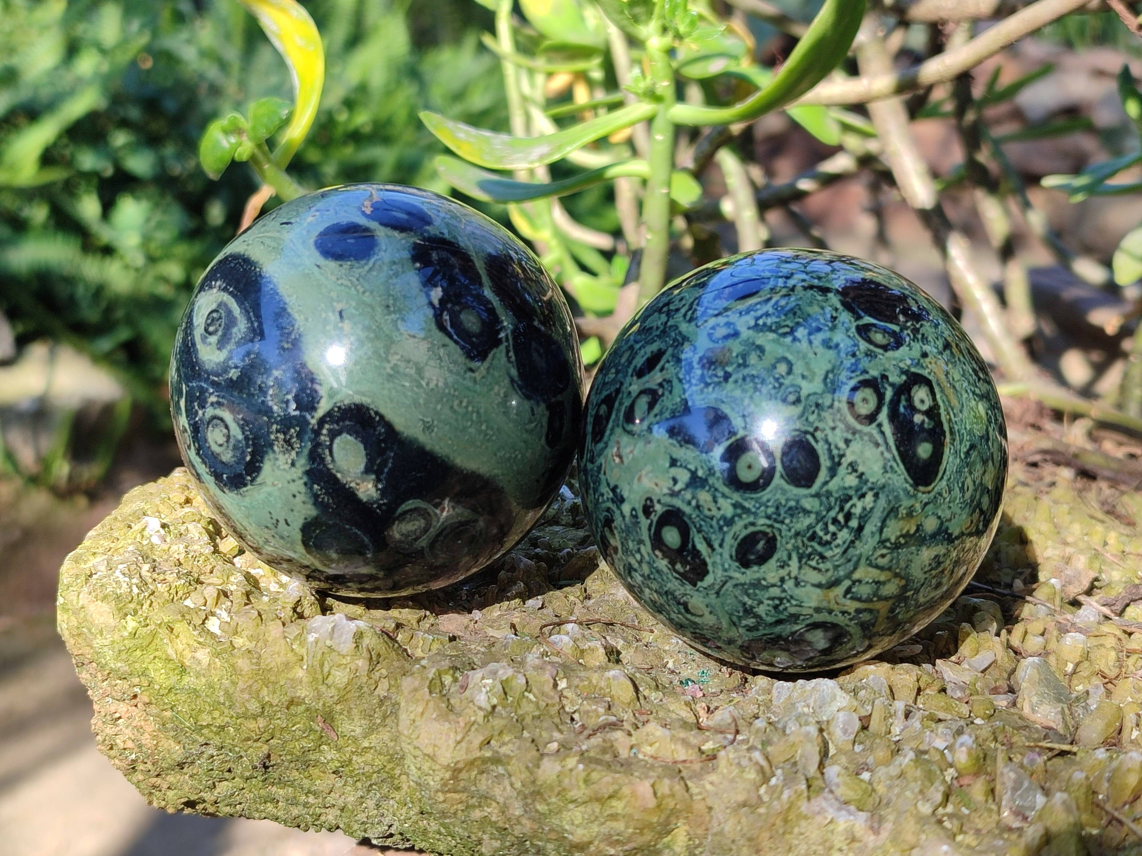 Polished Fossilized Stromatolite Jasper Spheres x 4 From Katsepy, Madagascar - Toprock Gemstones and Minerals 
