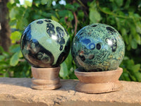 Polished Fossilized Stromatolite Jasper Spheres x 4 From Katsepy, Madagascar