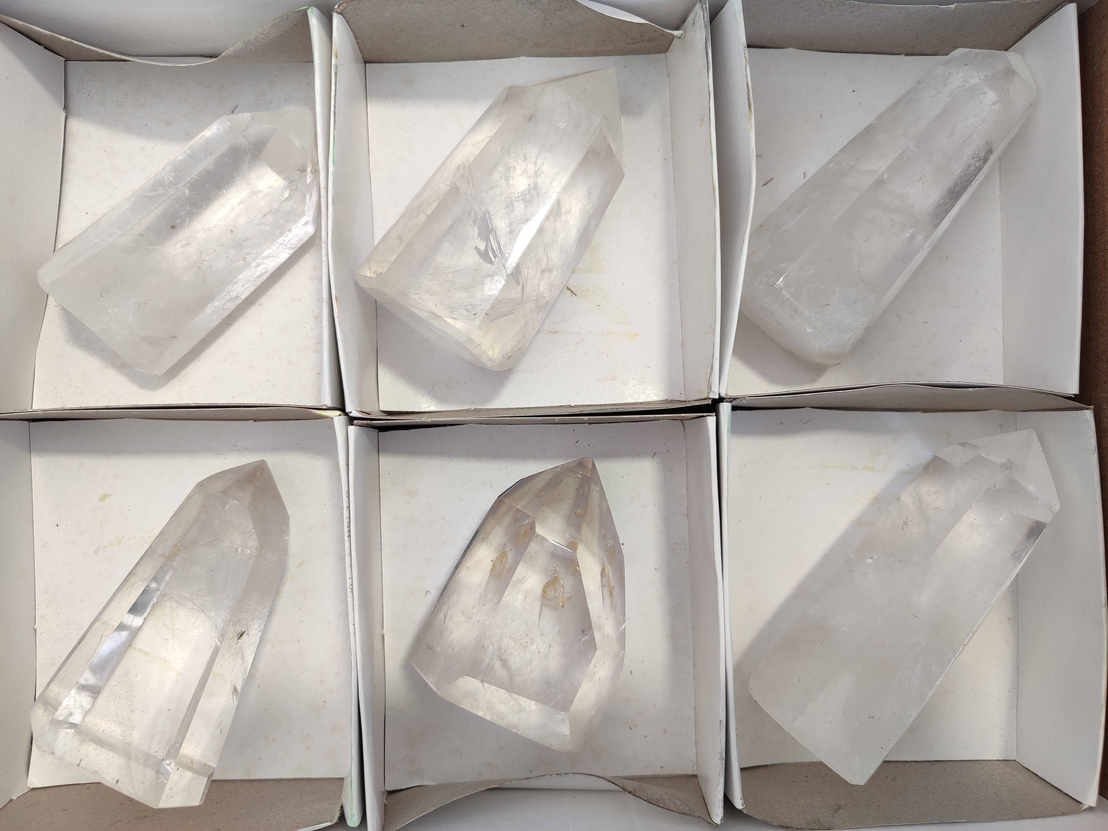 Polished Clear Quartz Crystals x 6 From Madagascar - Toprock Gemstones and Minerals 