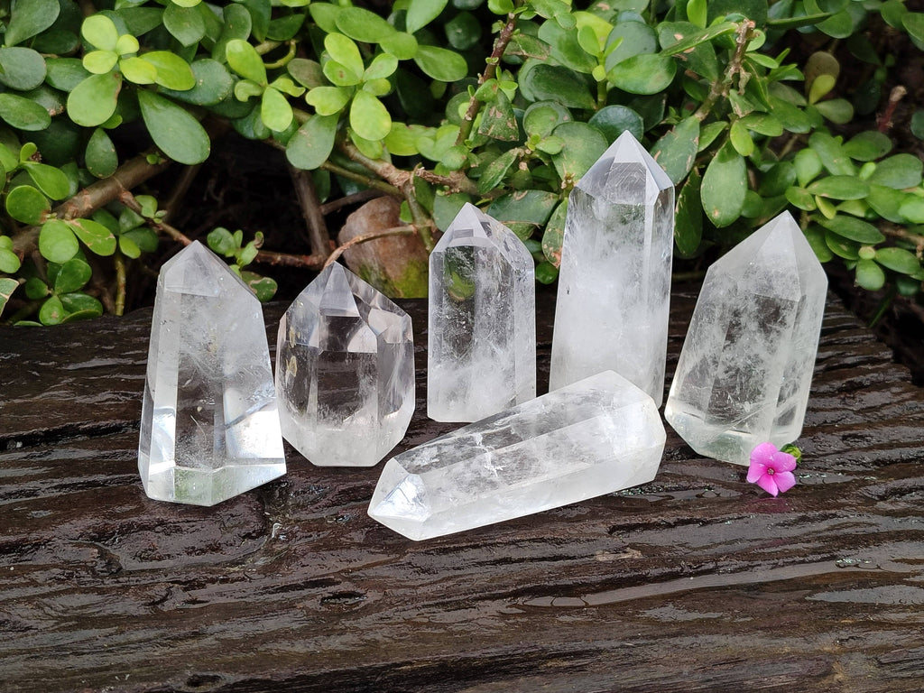 Polished Clear Quartz Crystals x 6 From Madagascar - Toprock Gemstones and Minerals 
