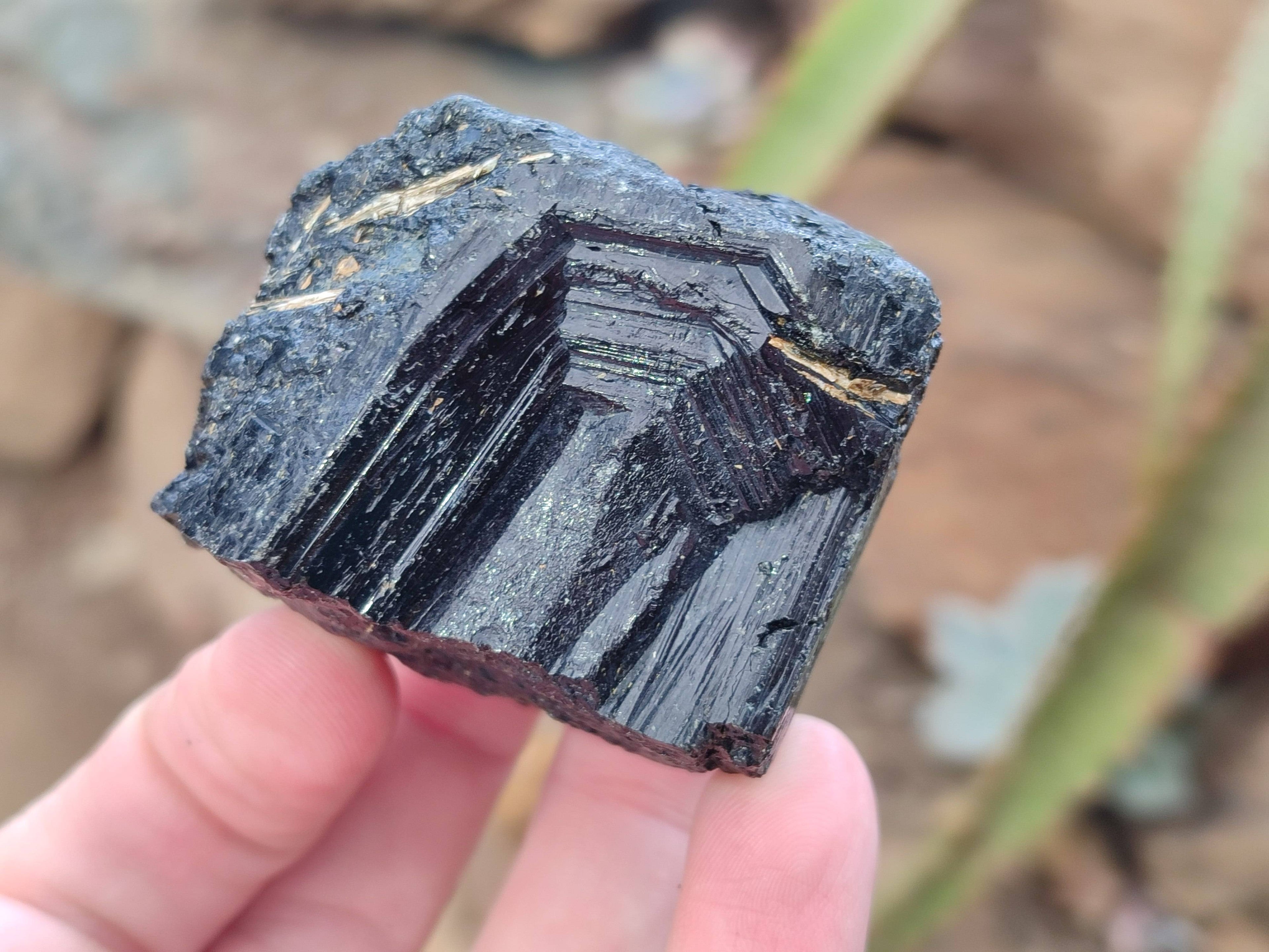 Natural Schorl Black Tourmaline Specimens x 12 From Zimbabwe - Toprock Gemstones and Minerals 