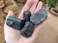 Natural Schorl Black Tourmaline Specimens x 12 From Zimbabwe