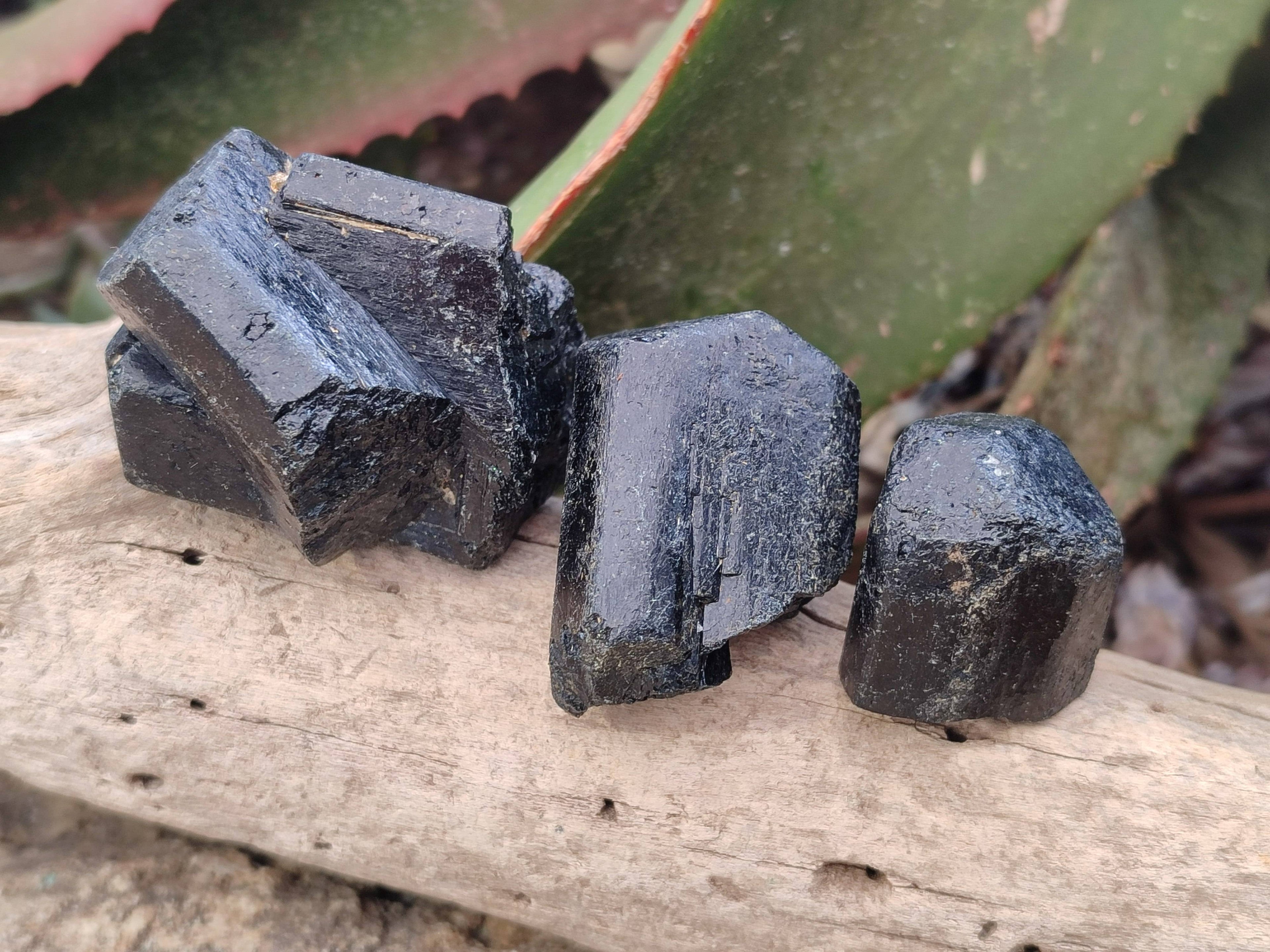 Natural Schorl Black Tourmaline Specimens x 12 From Zimbabwe - Toprock Gemstones and Minerals 