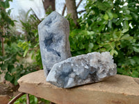 Polished Celestite Points x 2 From Sakoany, Madagascar