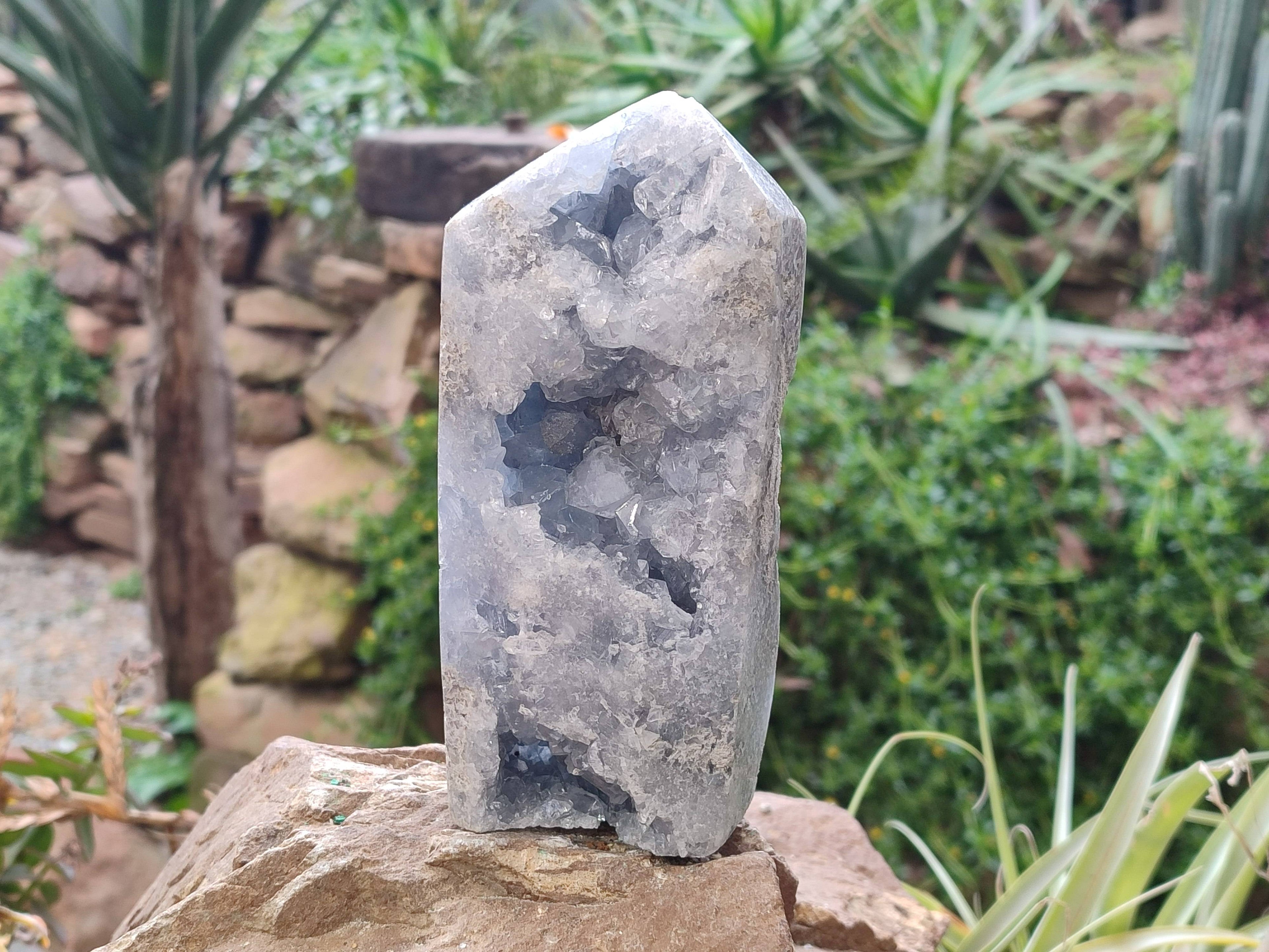 Polished Celestite Points x 2 From Sakoany, Madagascar - Toprock Gemstones and Minerals 