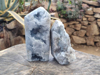 Polished Celestite Points x 2 From Sakoany, Madagascar